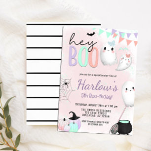 Boo Ghost Pastel Halloween Birthday Inbjudningar