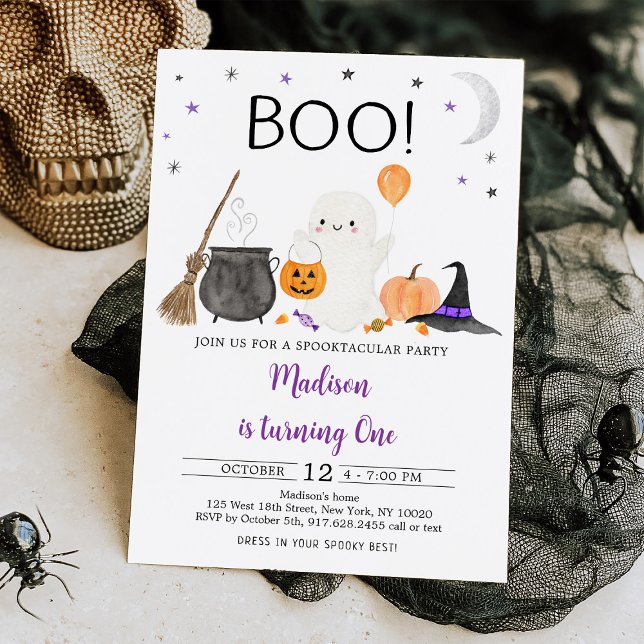 BOO Ghost Pumpkin Halloween Birthday Inbjudningar (Skapare uppladdad)