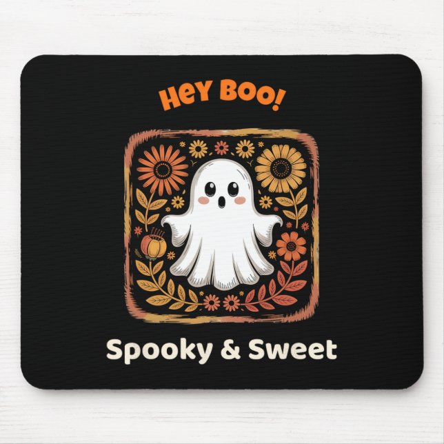 Boo Ghost Retro Halloween Spooky Cute oktober Musmatta (Framsidan)