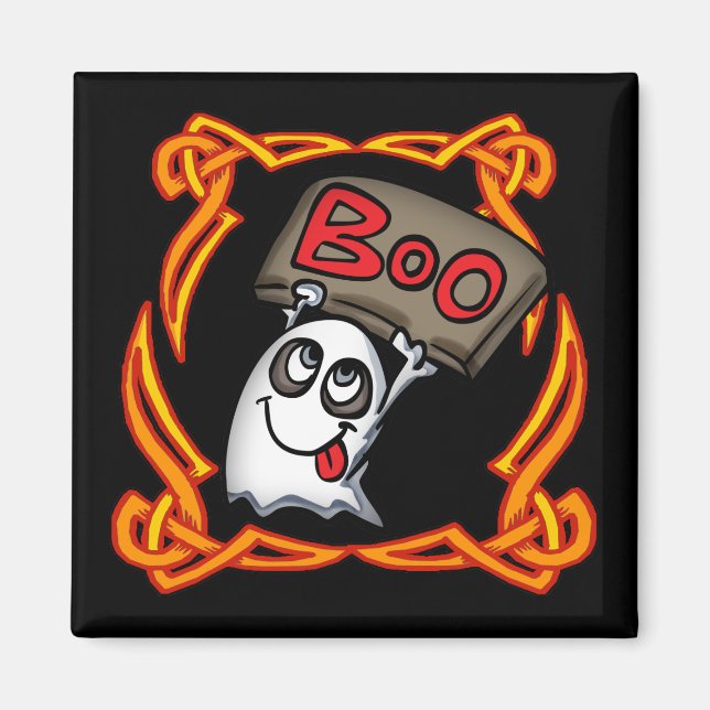 Boo Ghost Round Magnet (Framsidan)