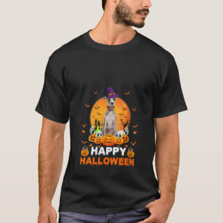 Boo Ghost Scary Pumpkin Måne Witch Whistring Hund  T Shirt