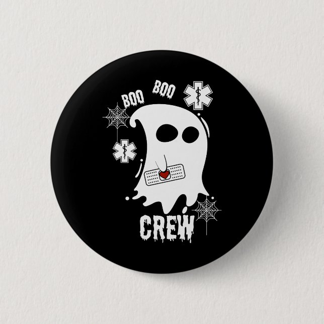 Boo Ghost Sjukvårdare Crew Costume Cute Easy Hallo Knapp (Framsida)