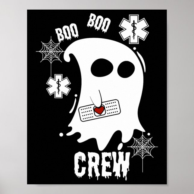 Boo Ghost Sjukvårdare Crew Costume Cute Easy Hallo Poster (Framsidan)