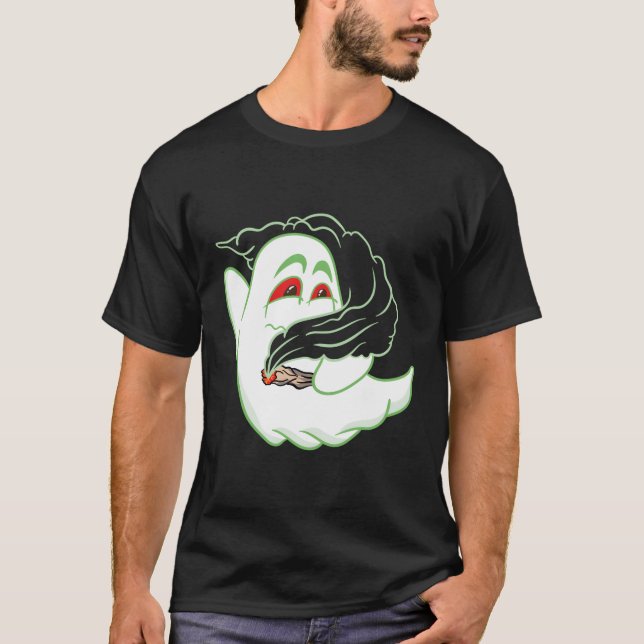 Boo Ghost Smoking Ogräs Thc Lycklig Halloweed Hall T Shirt (Framsida)