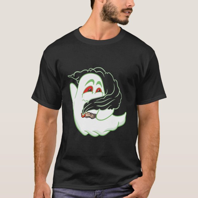 Boo Ghost Smoking Weed Thc Happy Halloweed Hallowe T Shirt (Framsida)