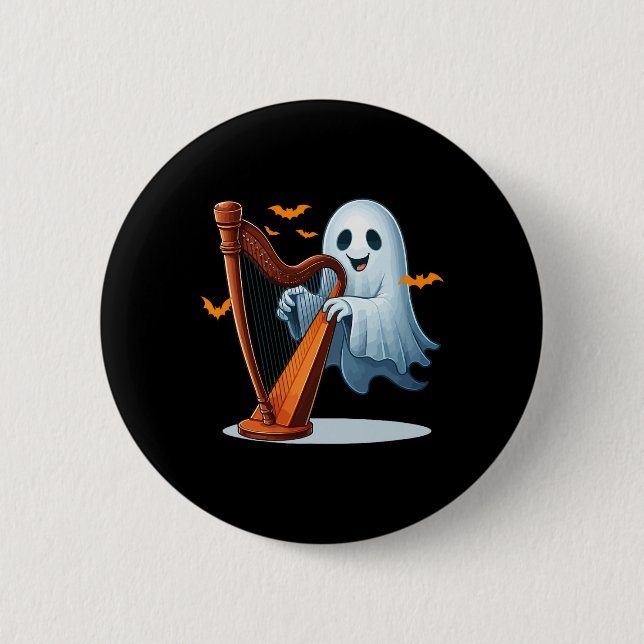 Boo Ghost spelar Harp Halloween Musical Instrumen Knapp (Framsida)