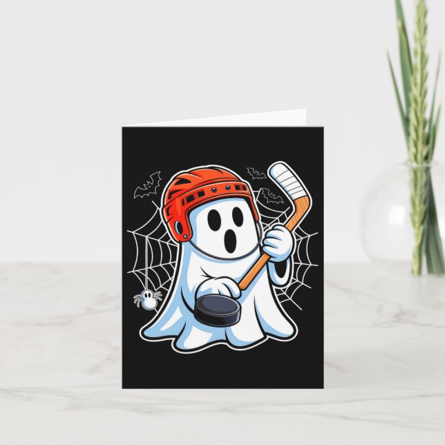 Boo Ghost Speling Hockey Funny Halloween Hockey Co Kort (Framsida)