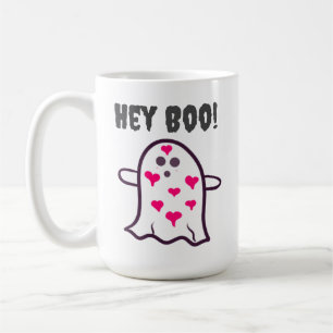 Boo! Ghost täckt i hearts Kaffemugg