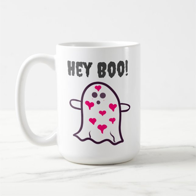 Boo! Ghost täckt i hearts Kaffemugg (Vänster)