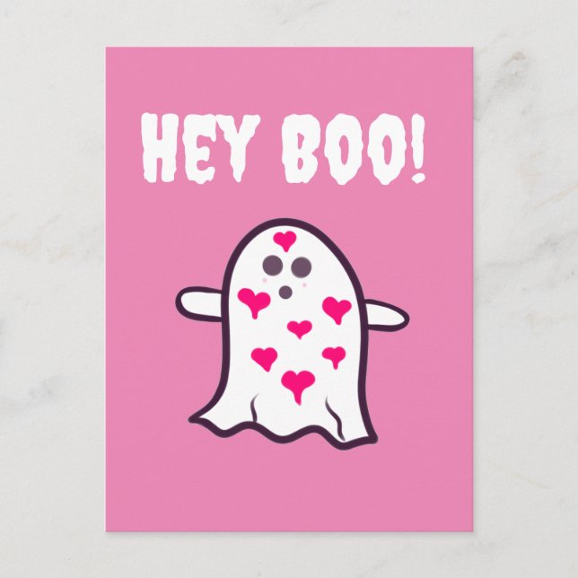 Boo! Ghost täckt i hearts Vykort (Framsida)