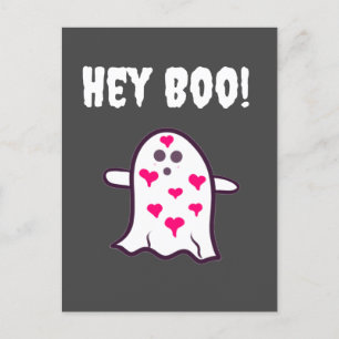 Boo! Ghost täckt i hearts Vykort