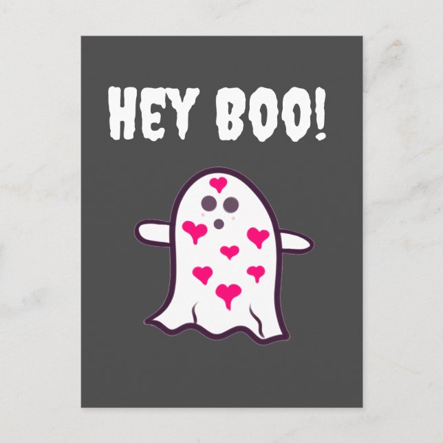 Boo! Ghost täckt i hearts Vykort (Framsida)