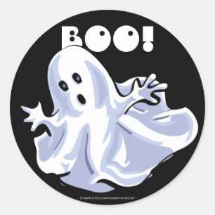 BOO! Ghost Tecknad Stickers Runt Klistermärke