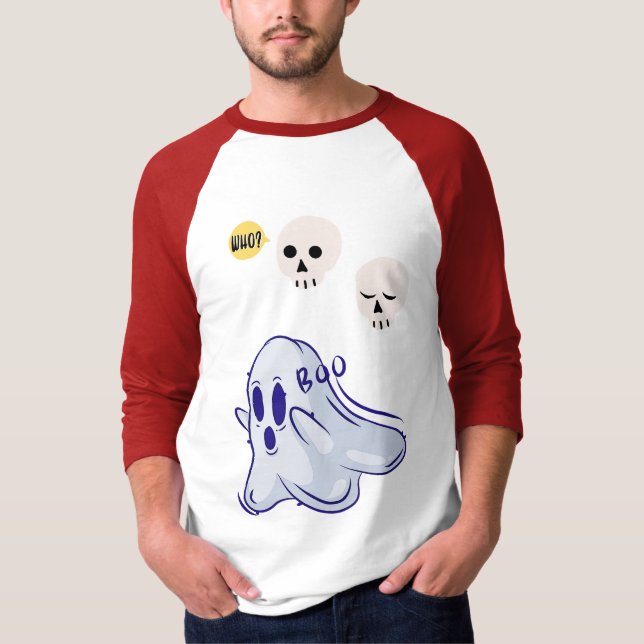 Boo Ghost UK 31 Spooky USA Skull oktober Halloween T Shirt (Framsida)