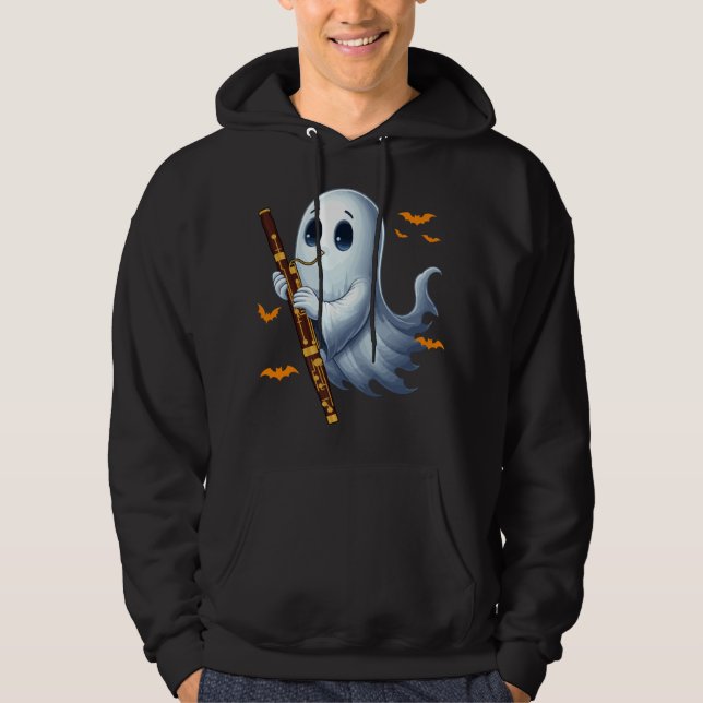 Boo Ghoul Playing Bassoon Halloween Musical Instru Hoodie (Framsida)