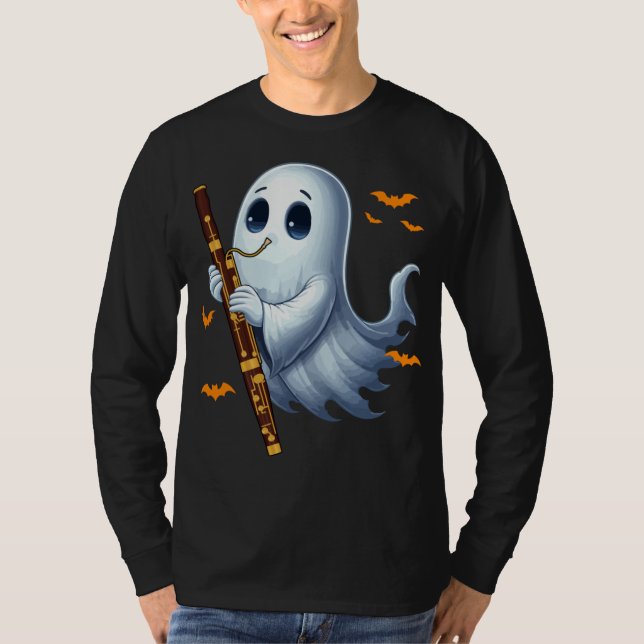 Boo Ghoul Playing Bassoon Halloween Musical Instru T Shirt (Framsida)