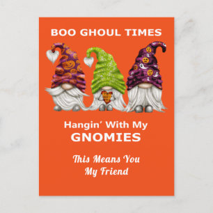 Boo Ghoul Times hanging med min Gnomies Halloween Vykort