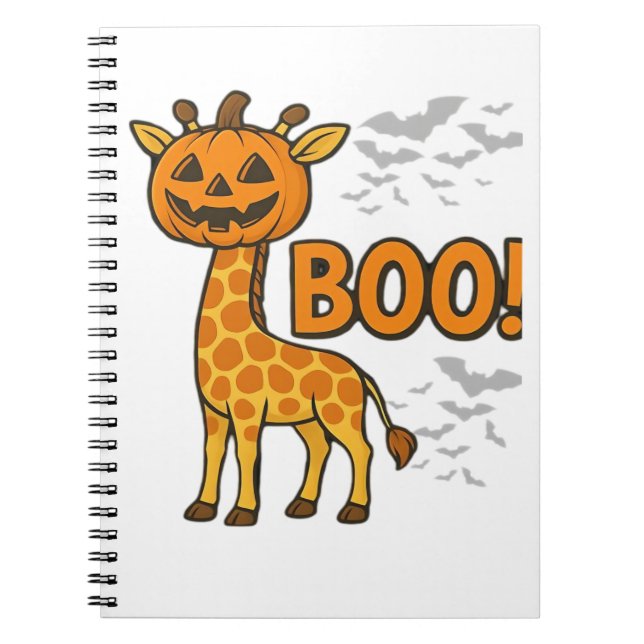 Boo Giraffe Halloween Costume Giraffe Älskare Spoo Anteckningsbok (Framsidan)