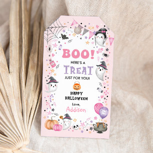 BOO! Girly Halloween Birthday Girl Party Treat Presentetikett