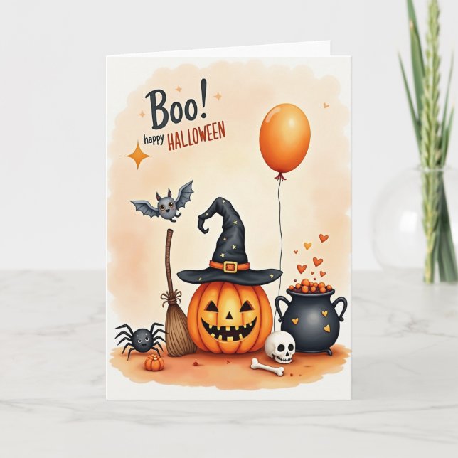 Boo Glad Halloweenkort Kort (Framsida)