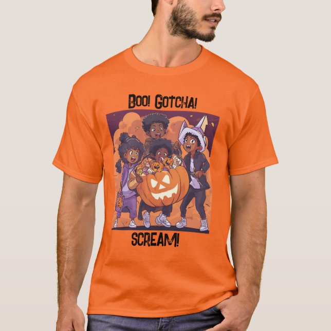 "Boo! Gotcha! Skräm! Halloween T Shirt (Framsida)
