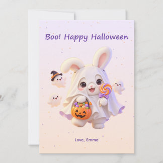 Boo Gott Halloween Söt Spök Kanin Kort