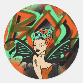 Boo Graffiti Witch Sticker Runt Klistermärke
