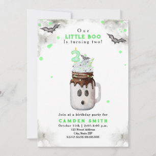 Boo Grönt Halloween Ghost Milkshake Birthday Inbjudningar