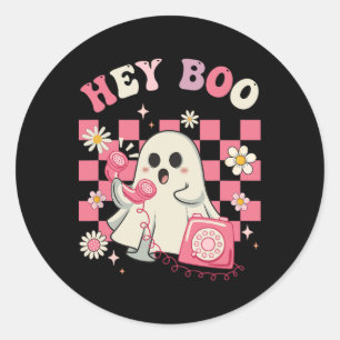 Boo Groovy Cute Ghost Funny Halloween Womens K Runt Klistermärke