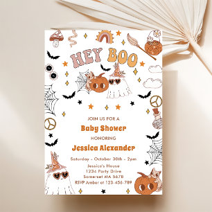 Boo Groovy HalloweenCute Ghost Baby Shower Inbjudningar
