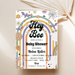 Boo Groovy Rainbow Cute Halloween Baby Shower Inbjudningar