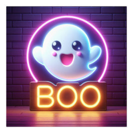 BOO Gult Halloween Ghost Fototryck