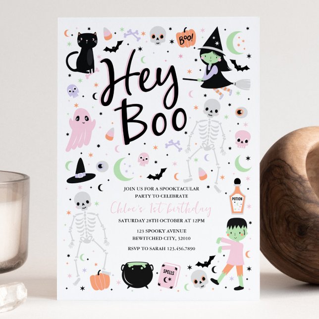 Boo Halloween 1:a födelsedagsinbjudan Inbjudningar (Skapare uppladdad)