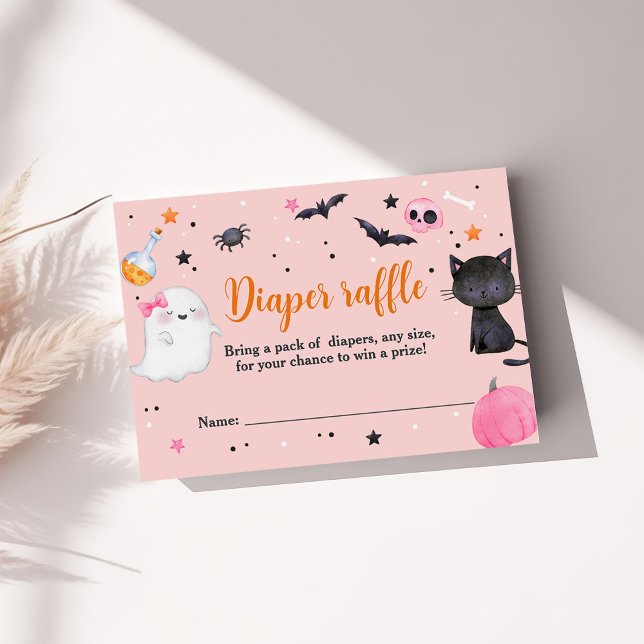 Boo Halloween Baby Shower Diaper Raffle Card Anteckningskort (Skapare uppladdad)