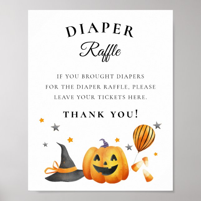 Boo Halloween Baby Shower Diaper Raffle Sign Poster (Framsidan)