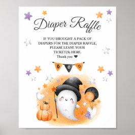 Boo Halloween Baby Shower Diaper Raffle Sign Poster
