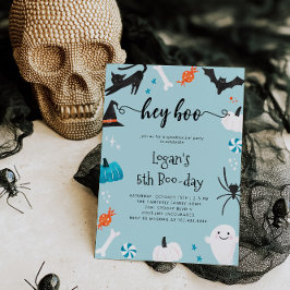 Boo Halloween Birthday Blue-inbjudan Inbjudningar