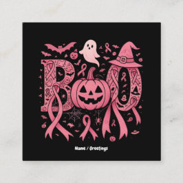 Boo Halloween Breast Cancer Awareness Rosa Ribbon Fyrkantigt Visitkort