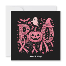 Boo Halloween Breast Cancer Awareness Rosa Ribbon