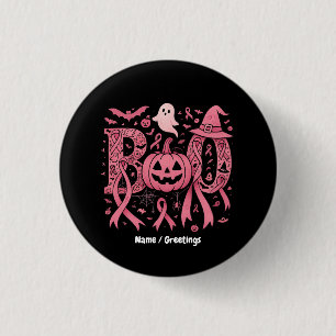 Boo Halloween Breast Cancer Awareness Rosa Ribbon Knapp