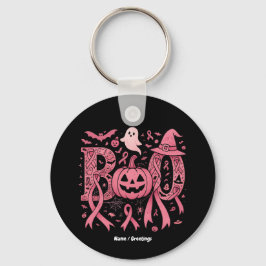 Boo Halloween Breast Cancer Awareness Rosa Ribbon Nyckelring