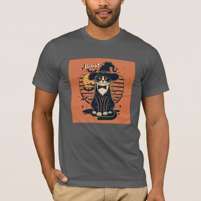 Boo Halloween Cat T Shirt (Framsida)