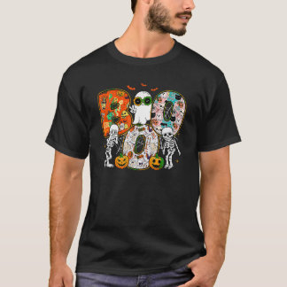 Boo Halloween Costume Skeleton Griddy Dance Pumpki T Shirt