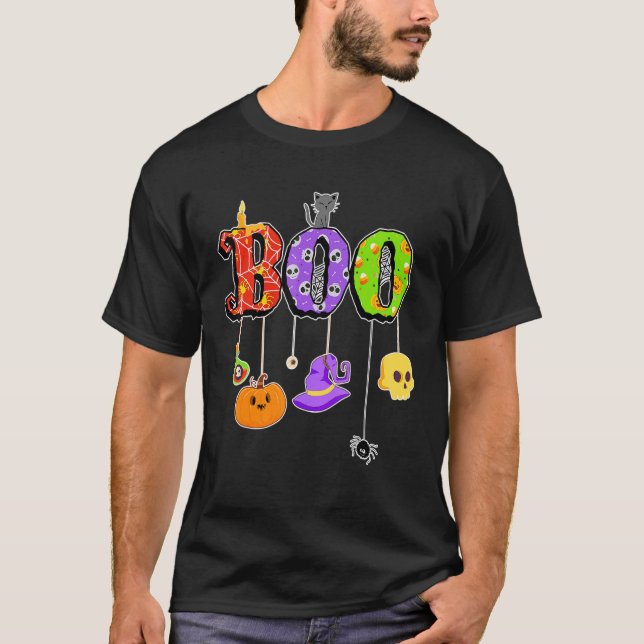 Boo Halloween Costume Spiders Spöken Pumkin Witch T Shirt (Framsida)