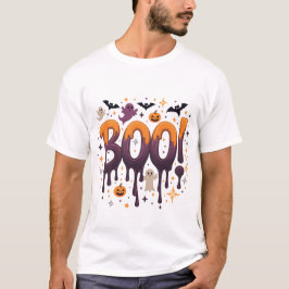 BOO Halloween Dripping Brev med Spöken, Fladdermus T Shirt