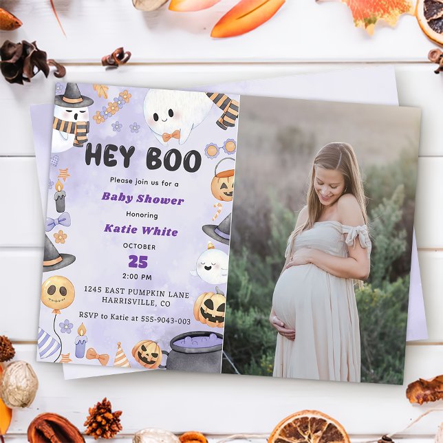 Boo! Halloween fest Cute Ghost Baby Shower Inbjudningar (Skapare uppladdad)