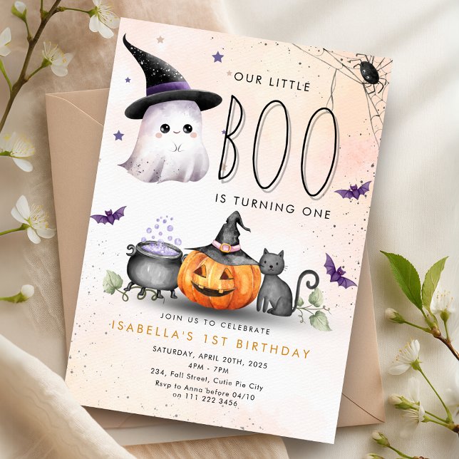 Boo Halloween Ghost 1:a 2:e 4:e födelsedagen Inbjudningar (Boo Halloween Ghost 1st 2nd 3rd 4th 5th Birthday Invitation)