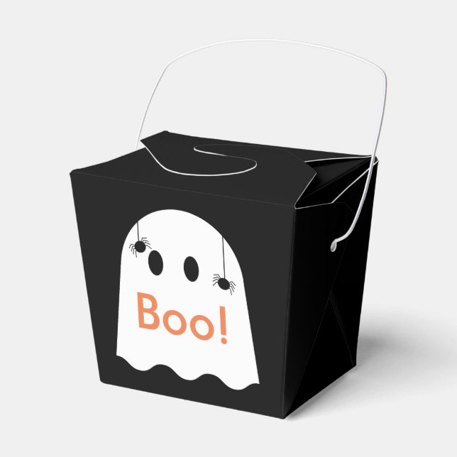 Boo! Halloween Ghost Black Favor Gift Box Presentaskar (Framsidan Sidan)