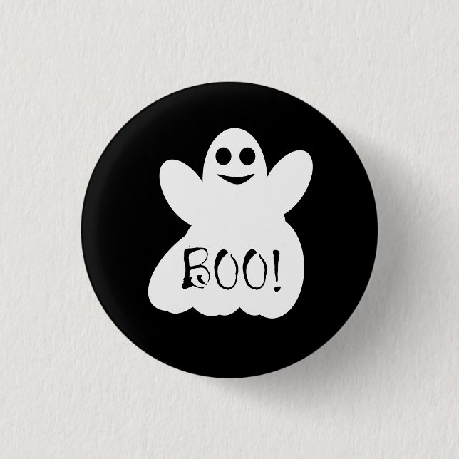 Boo! Halloween Ghost Button Badge Knapp (Framsida)