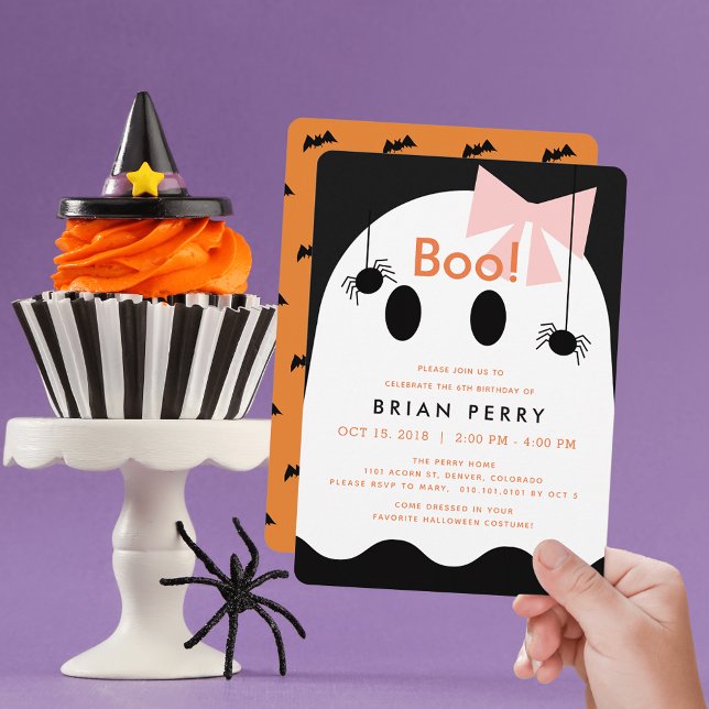 Boo! Halloween Ghost Girl Cute Birthday-inbjudan Inbjudningar (Skapare uppladdad)